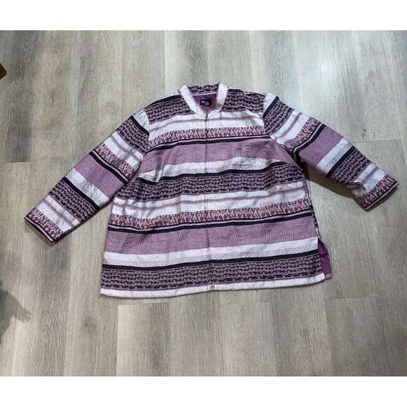 Maggie Barnes Blazer Size 3X Purple Silver  Striped Full Zipper Geometric - Picture 1 of 6